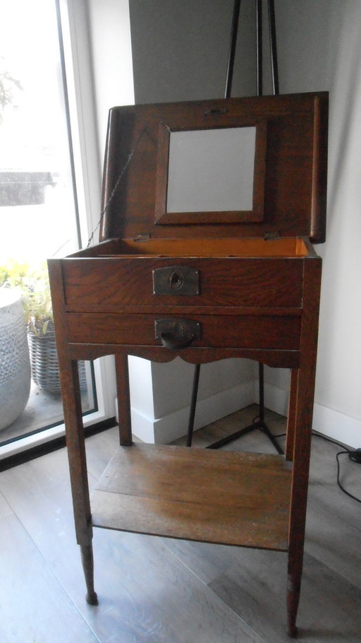 Dressing table - Sidetable with faceted mirror & drawer, 4 compartments