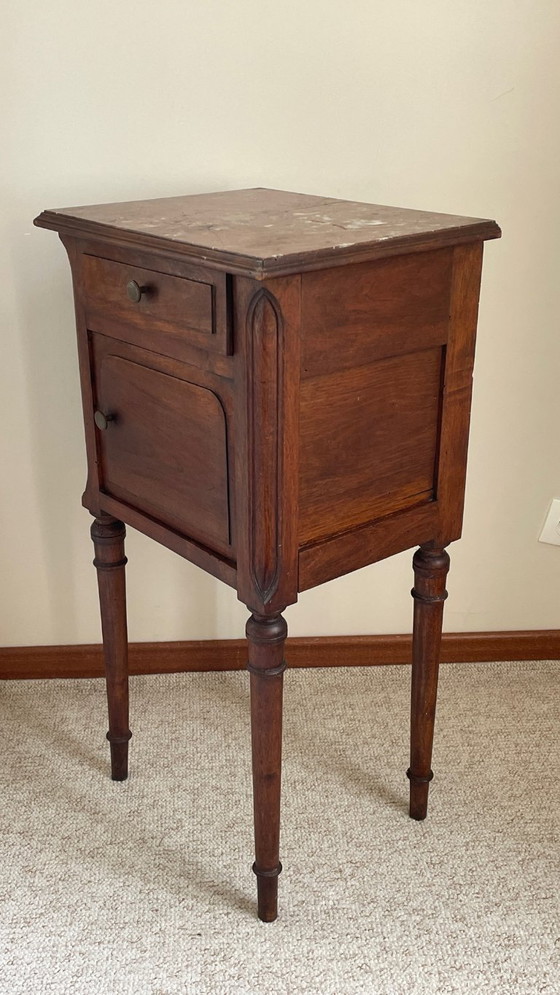 Image 1 of TABLE de Chevet Ancienne MARBRE et Bois