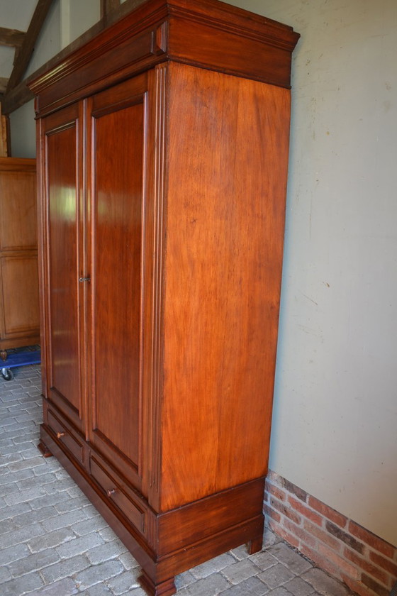 Image 1 of Large antique mahogany wood Louis Philippe cabinet.