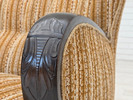 Image 1 of 1960s, Danish 3-seater sofa, original, brown furniture wool, beech wood.