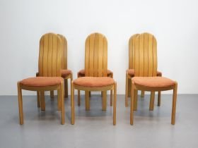 Vintage Dining chair / wood fabric / brown terracotta / set of 4 oak (photo 2 of 5)