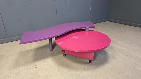 Image 1 of Mesa de centro giratoria Maurizio Salvato de madera de nogal para Saporiti Italia, años 80