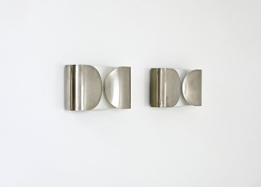 Chrome Foglio Sconces by Tobia & Afra Scarpa for Flos, 1960s, set of 2