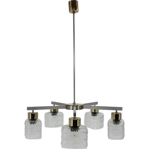 Lampadario in vetro vintage di Kamenicky Senov, Cecoslovacchia 1970