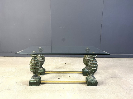 Image 1 of Mesa de centro de piña de latón, década de 1970