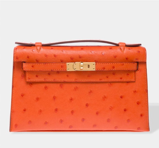 Sac HERMES Kelly Mini en Cuirs exotiques Orange - 103364