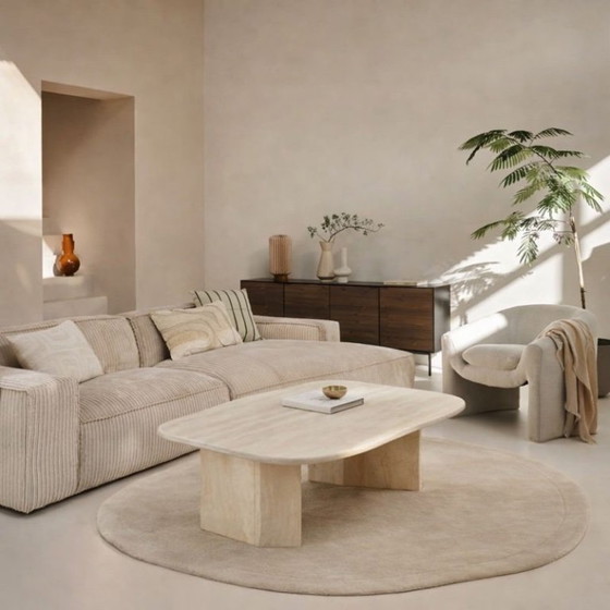 Image 1 of table basse vintage en travertin naturel