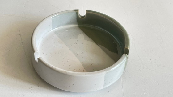 Image 1 of Striped stoneware ashtray, 1980s