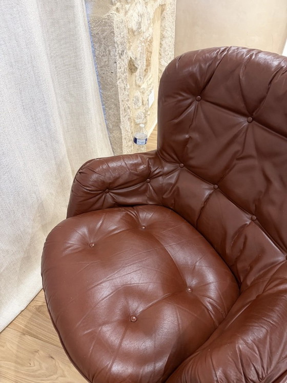 Pair of Karaté Armchairs, Michel Cadestin for Airborne, 1970s, cadestin michel, Swivel chairs, Leather (photo 5 of 5)