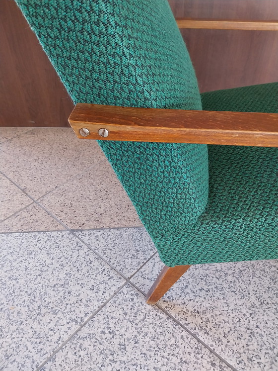 Image 1 of 1 x Satz 2 Tschechische Sessel aus grünem Stoff 1960er Jahre