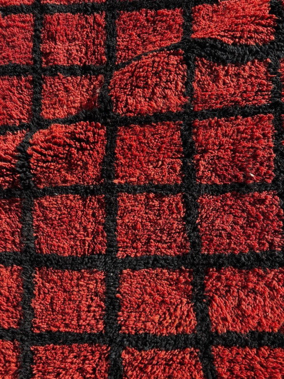 Image 1 of Handgeknüpfter marokkanischer Mrirt-Teppich, 220 x 300 cm – Roter Wollteppich – Geometrischer Berberteppich