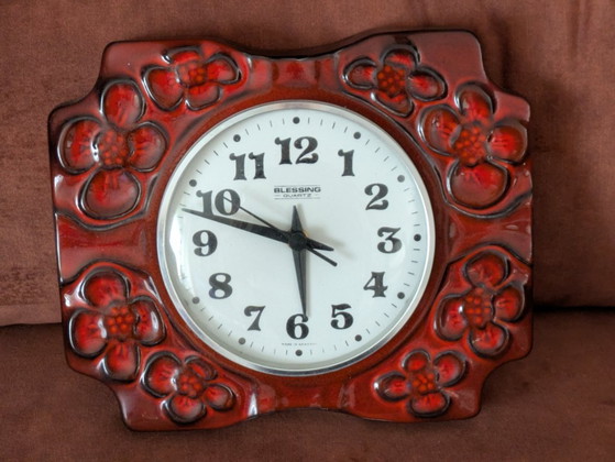Retro-Keramik-Küchenwanduhr aus den 1970er Jahren – Uhren, Ceramic (photo 5 of 7)