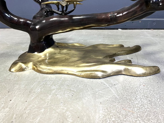 Image 1 of Tavolino da caffè vintage in ottone a forma di bonsai di Willy Daro, anni '70