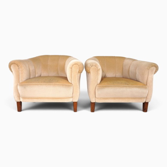 Een paar art-deco clubstoelen in champagnekleurig mohair, 1930 – Fauteuils, Textile (photo 13 of 20)