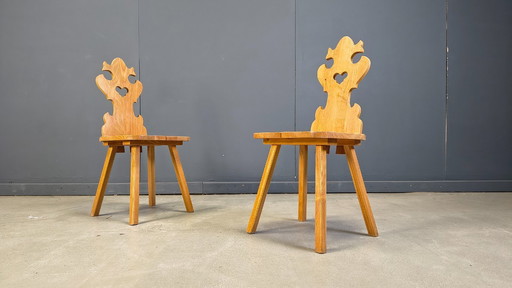 Vintage rustic tiroler dining chairs, 1960s