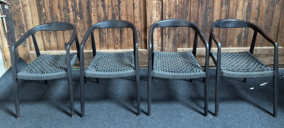 Image 1 of 4 X Castle Line ANAIS armstoel teak ebony, zwarte weving