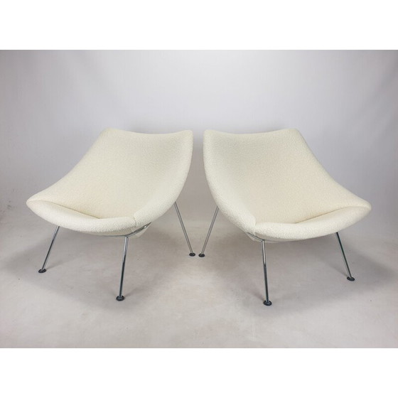 Image 1 of Pair of vintage chromed metal armchairs by Pierre Paulin for Artifort, 1980