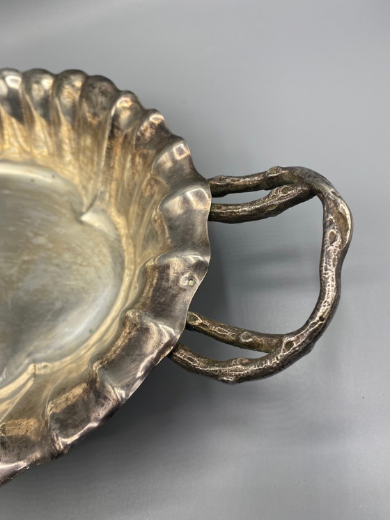 Art Nouveau verzilverde tafelmand met takken als handvatten – Decoratieve objecten (photo 2 of 6)