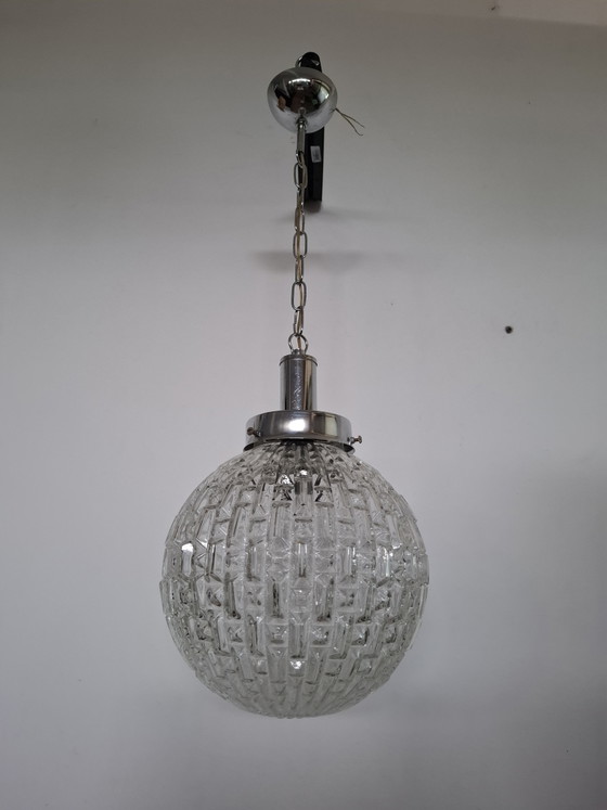 Image 1 of 70s glass chandelier.