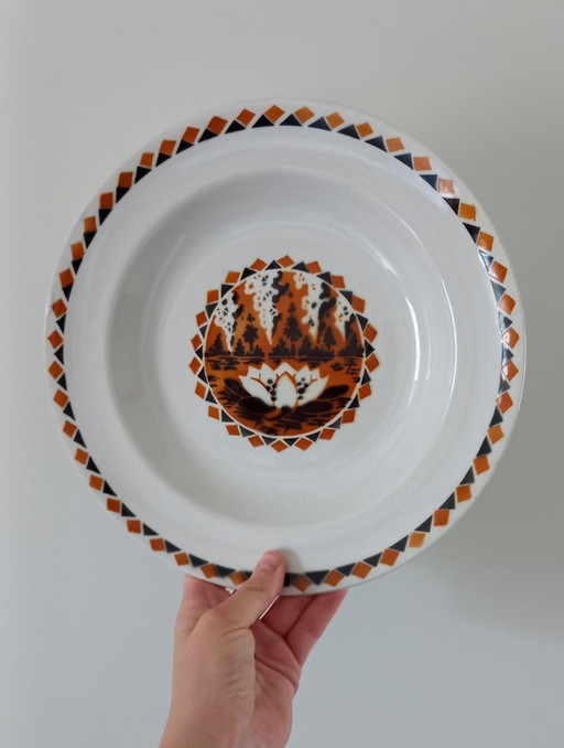 Art Deco aardewerken soepborden van Hamage & MDL "Waterlelie"