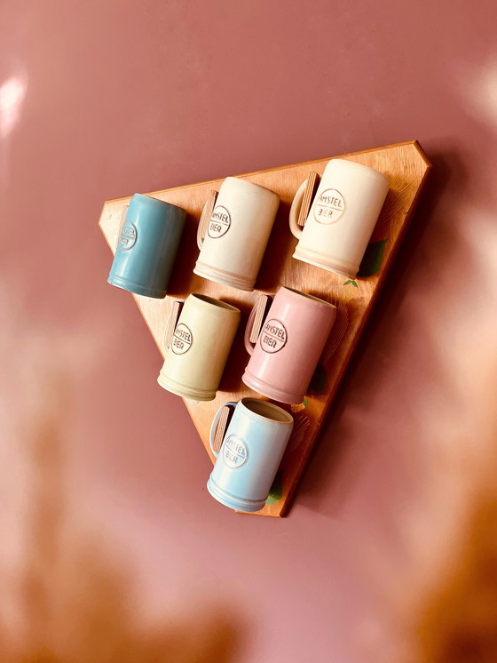 Image 1 of Vintage Amstel beer mugs + rack + box