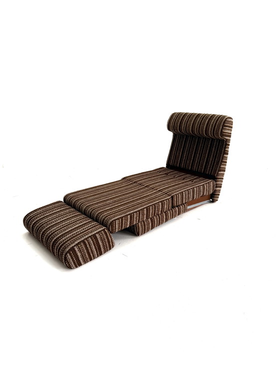 Fauteuil-lit réglable vintage, années 1980 – Wood, Textile (photo 9 of 13)