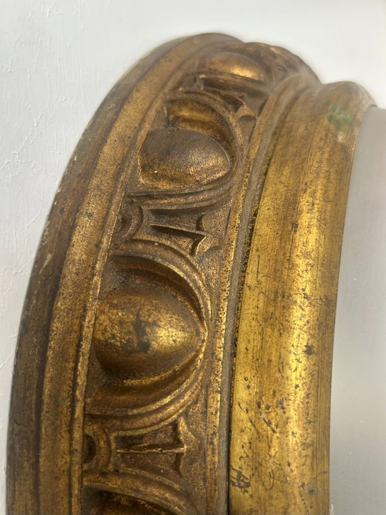 Image 1 of Lampada da parete d'epoca in ottone e vetro sabbiato, Francia 1940