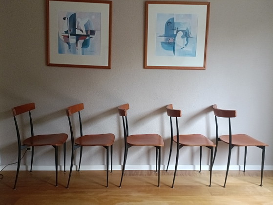 5 Sedie da pranzo vintage / retrò – Metal, Wood (photo 3 of 6)