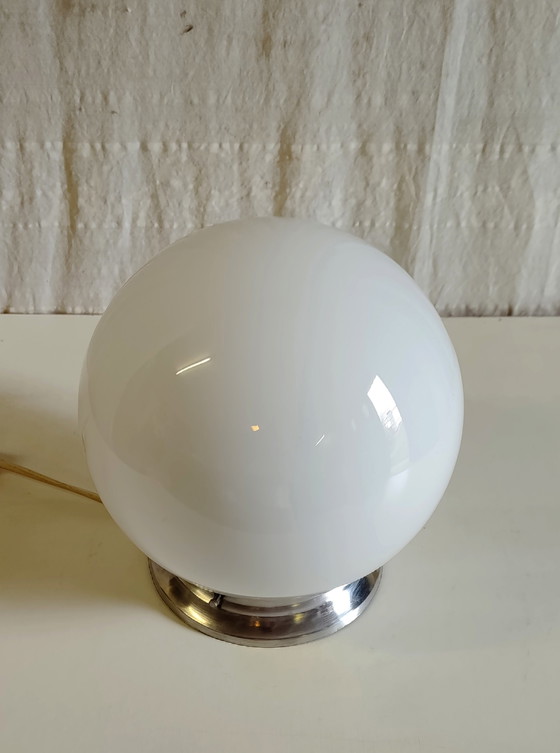 Ceiling or Table Lamp, Opaline Globe, 20cm Diameter - Mid-20th Century – Ceiling lights, Glass (photo 4 of 8)