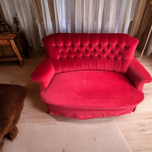 Antieke fluwelen loveseat 