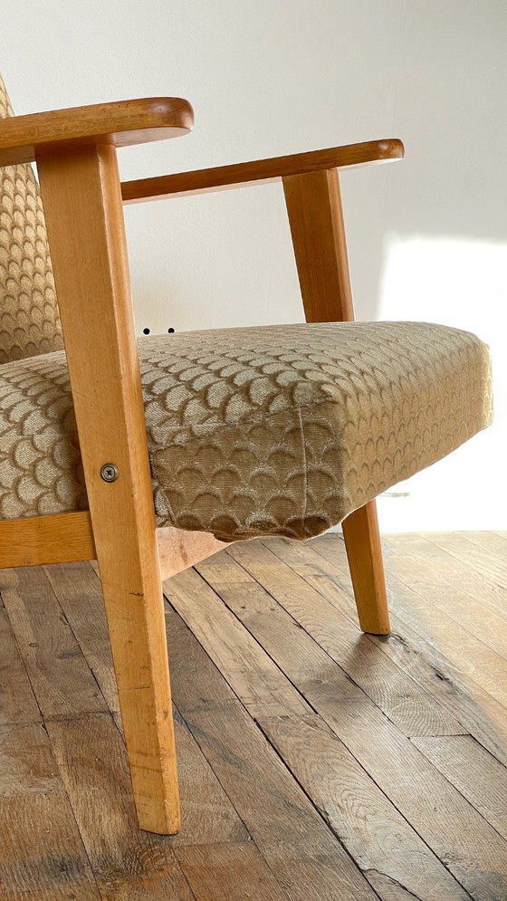 Image 1 of Paire FAUTEUILS MANUCERE Pieds Compas VINTAGE