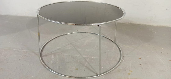 Image 1 of Dark glass round side table or coffee table 