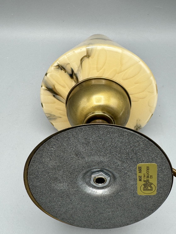 Image 1 of Vintage tafellamp met marmeren glazen kap – AGI Almelo (ca. 1970s)