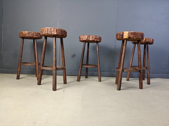 Image 1 of Vintage tree trunk bar stools, 1970s 
