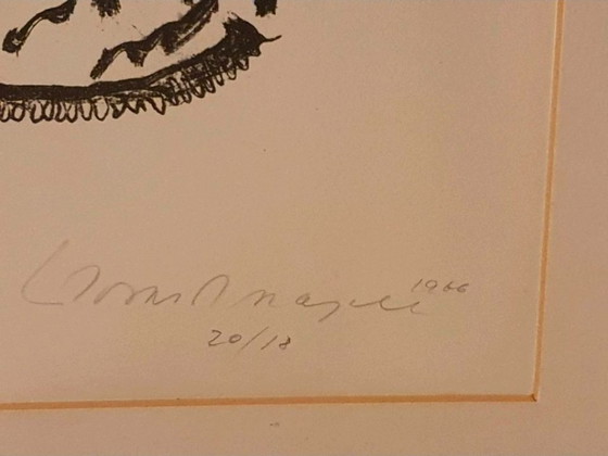 Image 1 of 1966 Fine Art Gemälde Bild Rahmen Tusche Zeichnung Lithographie 