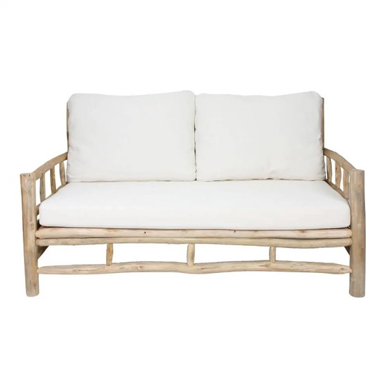 HOLZBANK MIT PANIOL-KISSEN – 2 Sitzer Sofas, Rustic (photo 5 of 8)