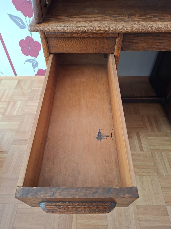 Image 1 of Scrivania antica in rovere con piano a rullo – completamente funzionale con chiave