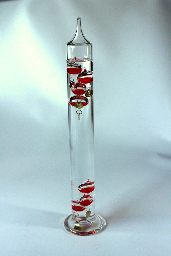 Image 1 of Xl Grote Galileo Thermometer - Handgemaakt - Mondgeblazen - Glas/Metaal - Vintage