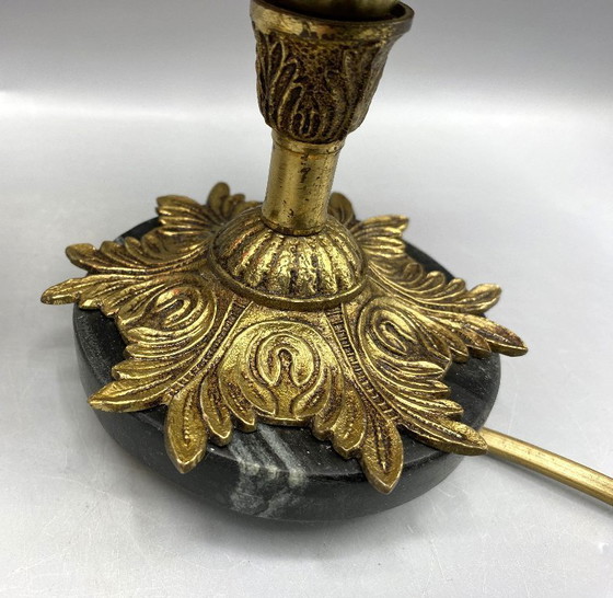 Image 1 of Set di 2 lampade da tavolo antiche in stile Art Nouveau - Vetro rosso