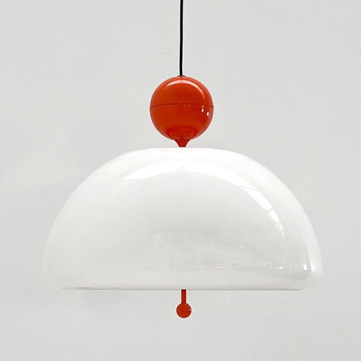 Oranje Saliscendi hanglamp van Elio Martinelli voor Martinelli Luce, jaren 70