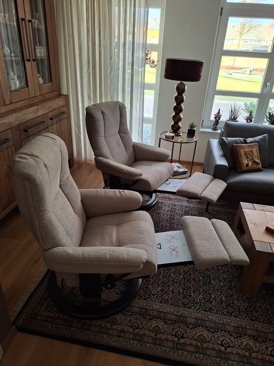 Image 1 of Set Stressless Mayfair Medium Power leg + accu fauleuils met elektrische relax:
