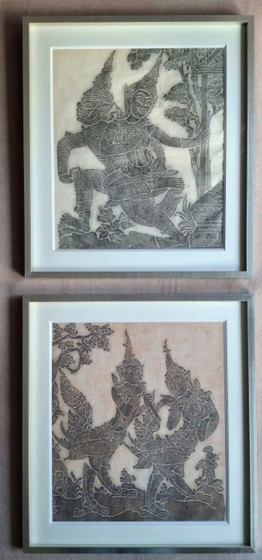 Paar thailändische Drucke auf Reispapier