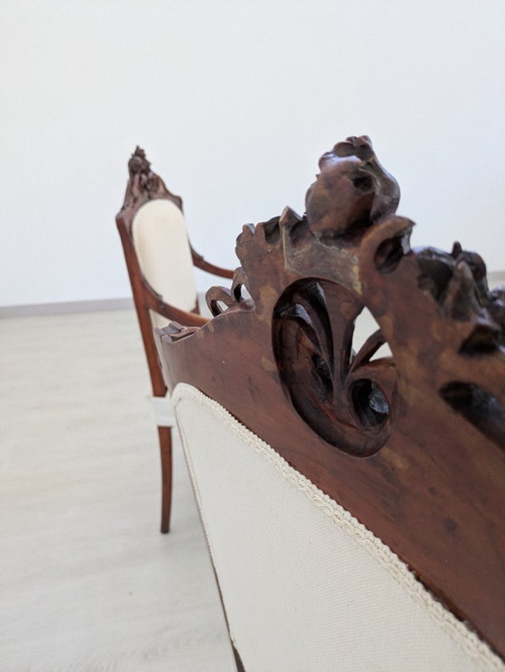 Image 1 of Art Nouveau - Sessel (2) - Holz, Stoff