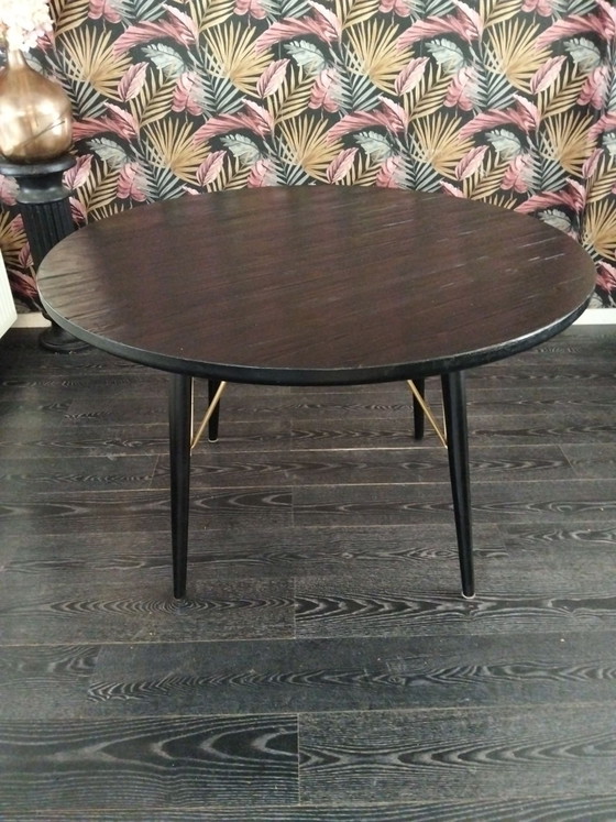 Nortal Tavolo da pranzo rotondo nero con oro, Tavoli da pranzo, Metallo, Legno (foto 5 di 5)