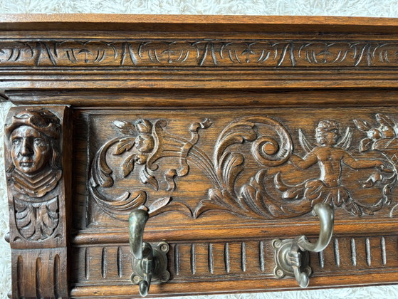 Antiker Eichenholz Neorenaissance Wandkleiderständer – Wood (photo 3 of 5)