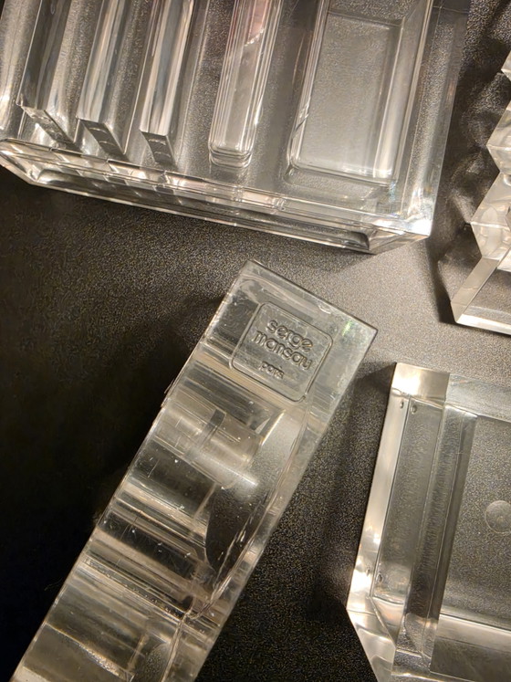 MoMA Vintage 1970s Guzzini Acrylic Desk Set - Signed Serge Mansau Tape Dispenser – Luigi Masonni Guzzini (photo 13 of 15)