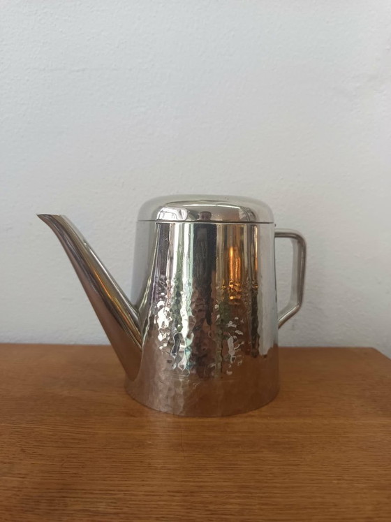 Image 1 of Art Deco hammered silver-plated metal teapot