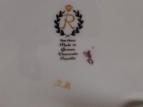 Image 1 of Reichenbach porcelain antique decorative bowl on feet, gold decoration