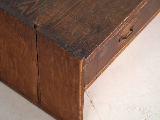 Japanese Low Desk Table with Drawers in Cedar – Showa Period (c.1926–1970) – Coffee tables, Metal, Rustic (photo 16 of 40)