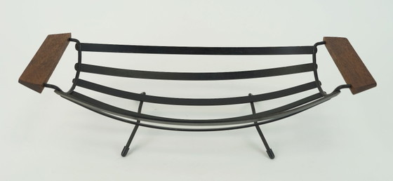 Cesto Frutta Vintage Anni '50 Metallo Nero e Manici in Legno Teak Stile Bertoia – Ciotole, Wood (photo 8 of 8)